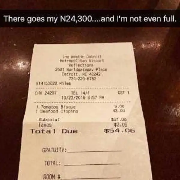 Photos: Basketmouth Laments Over His N24,000 Meal In US